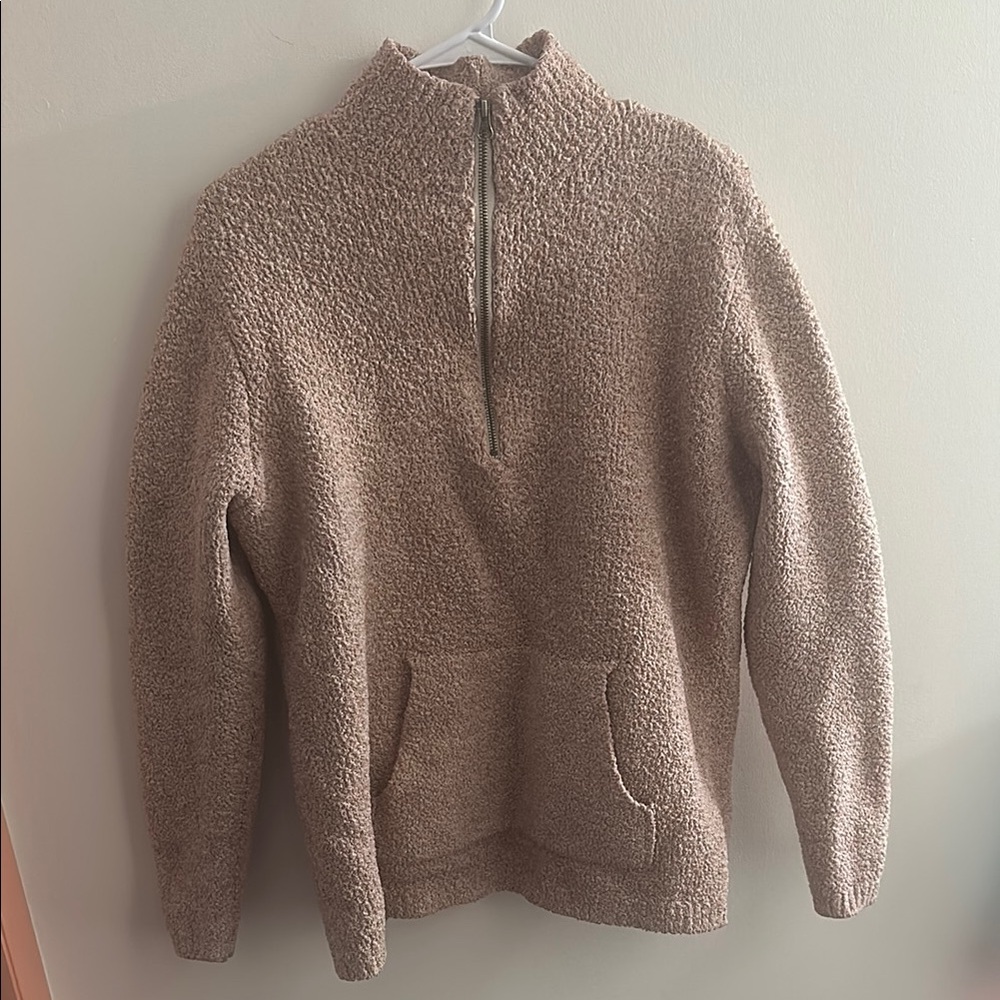 Natural Reflections Tan Zip Up Sweater Plush Texture